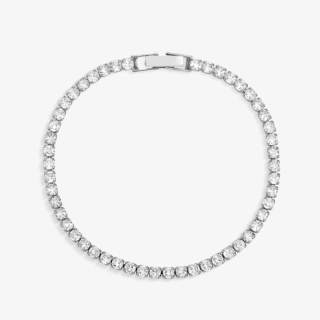 Jon Richard Rhodium Plated CZ Round Tennis Bracelet Silver female One Size