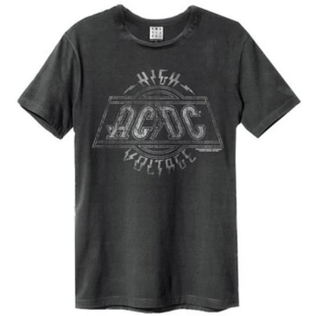 Amplified Amplified Men High Voltage Tour AC DC T-Shirt in Charcoal Size: X-Small Charcoal XS Male 5063238193550