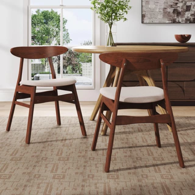 Kabinet UK Wooden Frame Linen Chair for Dining Room Beige Brown unisex One size