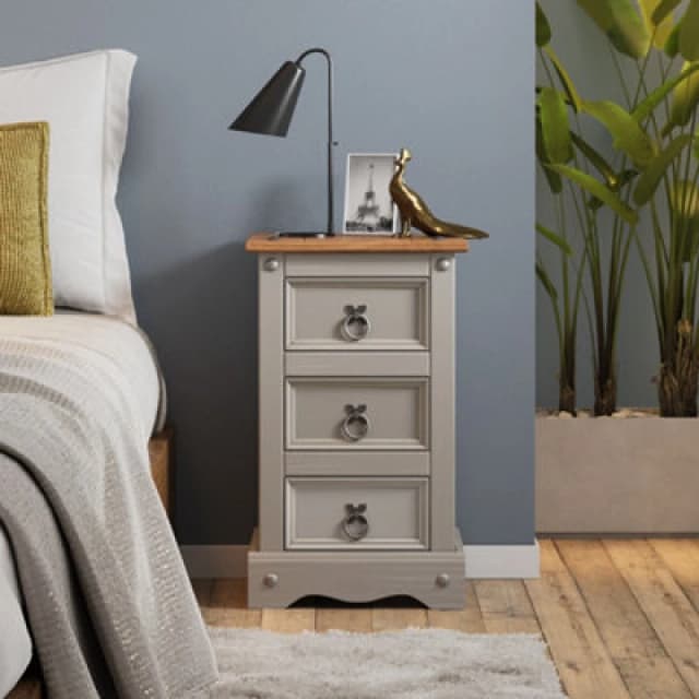 MERCERS FURNITURE Corona Grey Wax Narrow Bedside 5060335867933