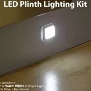 Square LED Plinth Light Kit 12 warm white Spotlight Kitchen Bathroom Floor Panel