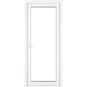Crystal uPVC Single Door Full Glass Right Hand Open In 890mm x 2090mm Clear Double Glazed White (each)