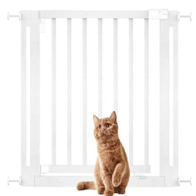 Bettacare Wooden Elegance Dog Gate, White, 79Cm - 87Cm, Pressure Fit Pet Gate, 57Cm Extra Wide Doorway, Easy Installation
