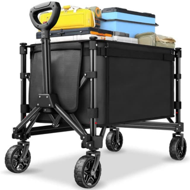 Tectake Folding Trolley Smartrider With Front Swivel Wheels And Telescopic Handle - Black