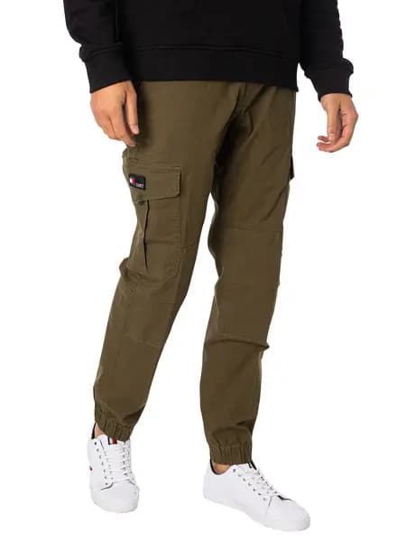 Tommy Jeans Ethan Cargo Trousers Drab Olive Green 38W x 32L