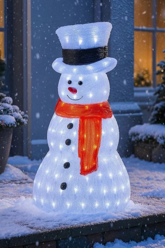 Neo Large Festive Christmas 70cm Acrylic Light Up Snowman Outdoor in Cool White Cool White Unisex
