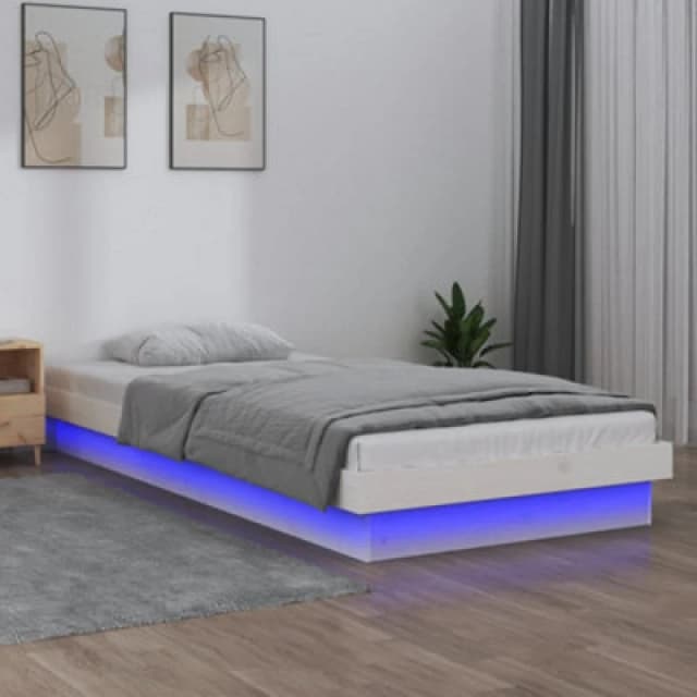 VIDAXL LED Bed Frame without Mattress White Single Solid Wood Vidaxl 8720287071914