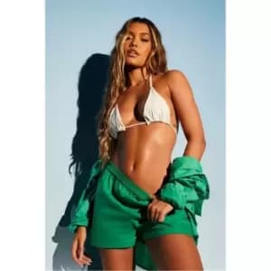 I Saw It First Co Ord Floaty Cotton Poplin Boxer Shorts - Green