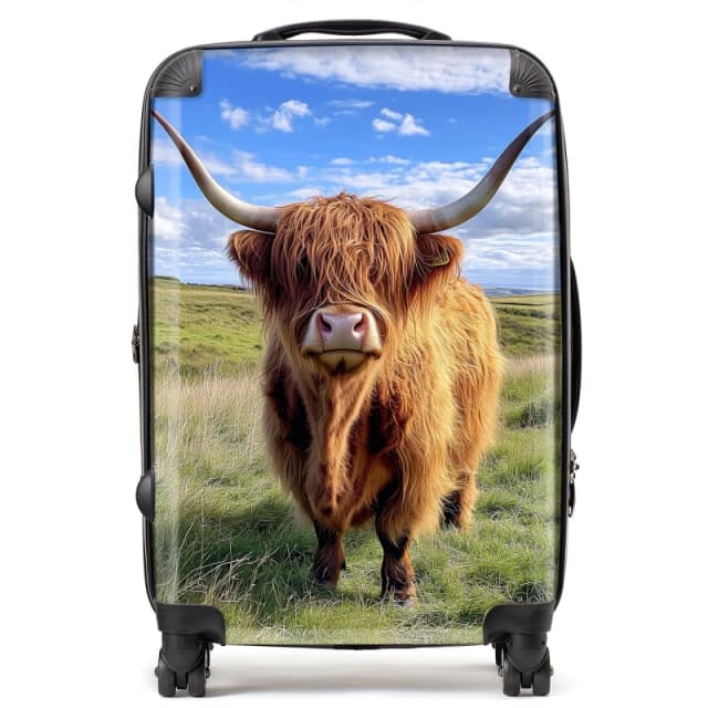 Warren Reed - Designer Highland Cow In Summer Suitcase Size: Medium Multicolor Unisex Medium
