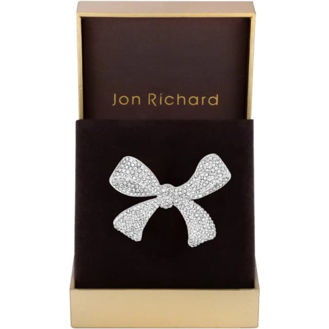 Jon Richard Silver Plated Crystal Bow Brooch - Gift Boxed Jewellery Sets One Size Silver 70976511000