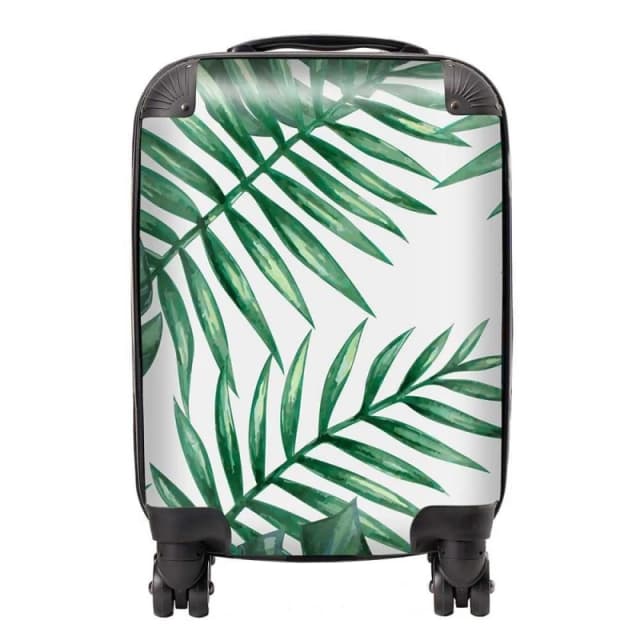 Warren Reed - Designer Watercolour Tropical Leaves Suitcase in Green Size: Large Green Unisex Large