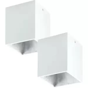 2 PACK Wall / Ceiling Light White & Silver Square Downlight 3.3W LED