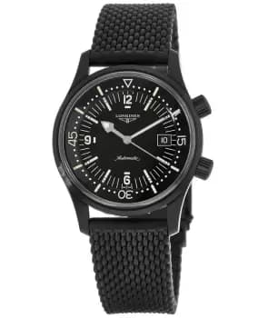 Longines Legend Diver Automatic Black Dial Black Rubber Strap Mens Watch L3.774.2.50.9 L3.774.2.50.9