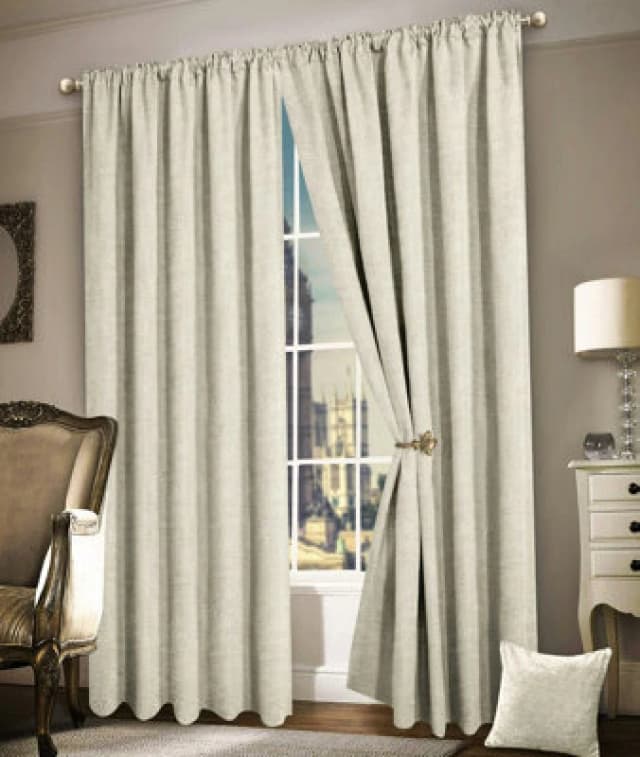 Intimates Luxury Plain Chenille Eyelet Curtains - Cream