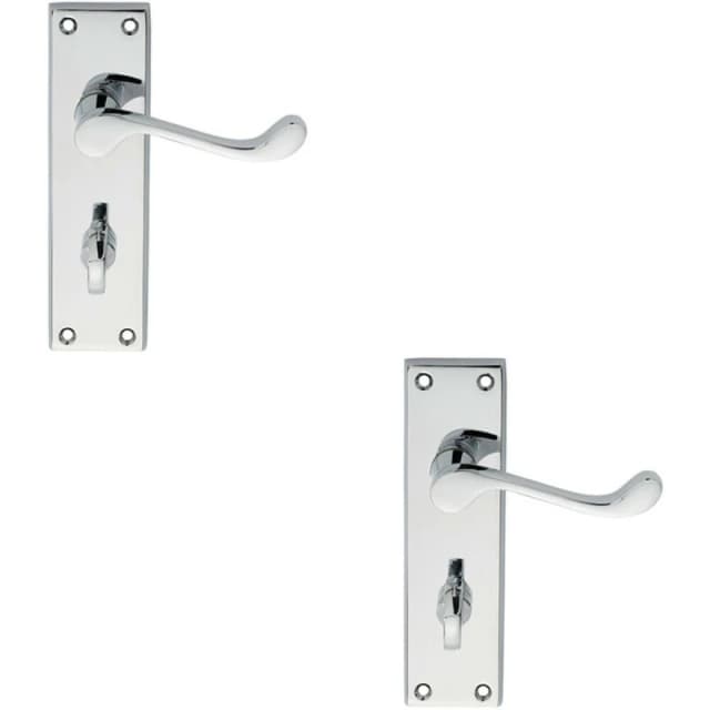 Loops 2x PAIR Victorian Scroll Lever on Bathroom Backplate 150 x 43mm Polished Chrome Multi