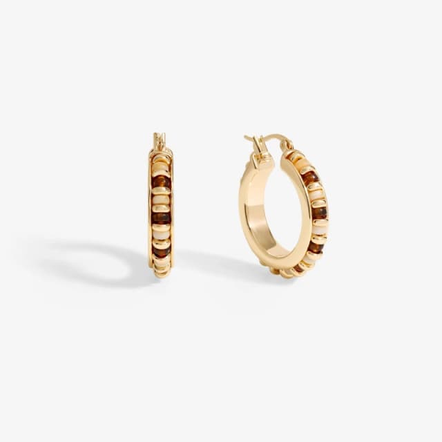 Mood Gold Neutral Bead Hoop Earrings Gold
