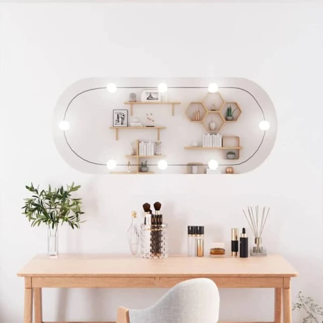 VIDAXL Wall Mirror with LED Lights 40x90cm Glass Oval Vidaxl 3189163