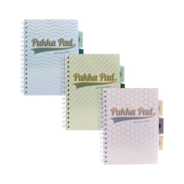 ValueX Pukka Haze Project Book A5 Wirebound 200 Ruled Pages 80gsm Paper With 5 Repositional Dividers Assorted Colours (Pack 3) - 9874(AST)-HZE 9874(AS