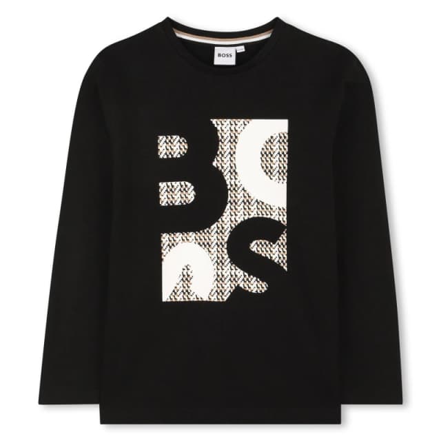 Boss Kids Long-sleeve Graphic T-Shirt Black male 12Y