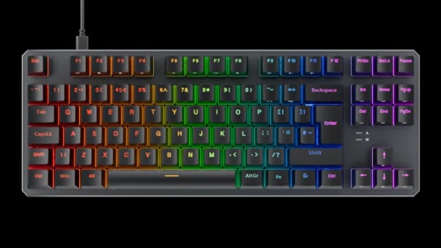 Tecware Phantom+ 88-Key UK Layout RGB Mechanical BlackGaming Keyboard - Wraith Brown Switch Tactile 50G - TWKB-P88PZT-WBRUK