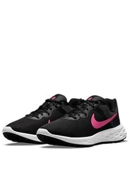 Nike Revolution 6 - Black/White/Pink, Black/Pink/White, Size 4, Women
