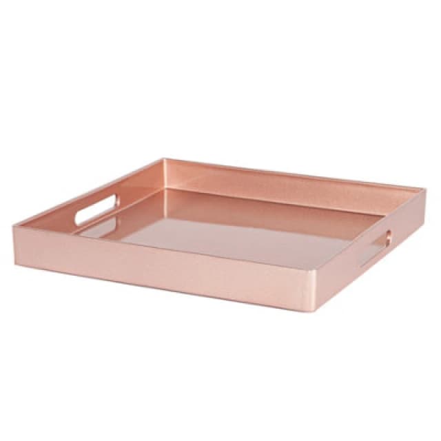 Argon Tableware Serving Tray - 33Cm - Rose Gold Square Tray Metallic Decorative Breakfast Tray Melamine Food Tray