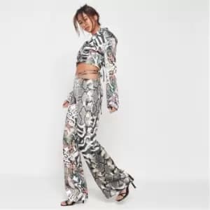 Missguided Satin Wide Leg Trousers - Multi