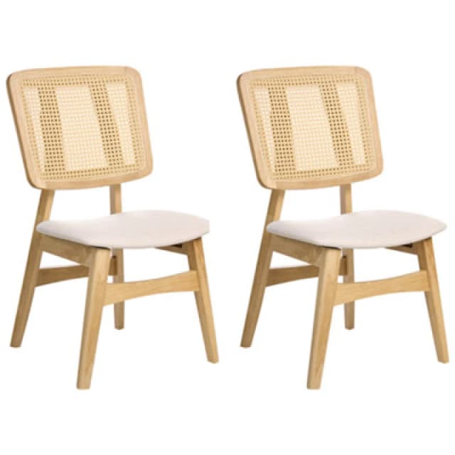 Beliani Set Of 2 Dining Chairs Alcova Wood Light Brown