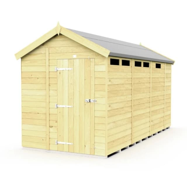 Buttercup Farm 7 x 13 Feet Apex Security Shed - Single Door - L387 x W214 x H217cm in Brown Brown Unisex