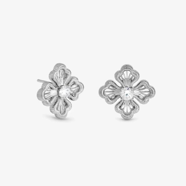 Inicio Sterling Silver Plated Satin Clover Stud Earrings Silver female One Size