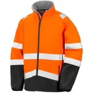 Result Safeguard Mens Printable Safety Softshell Jacket (L) (Fluorescent Orange/Black) - Fluorescent Orange/Black