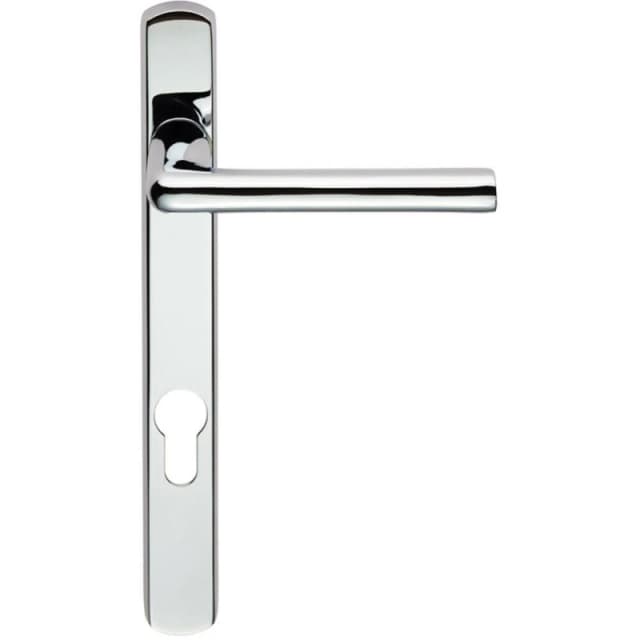 Loops PAIR Straight Lever on Narrow Euro Lock Backplate 220 x 26mm Polished Chrome Multi
