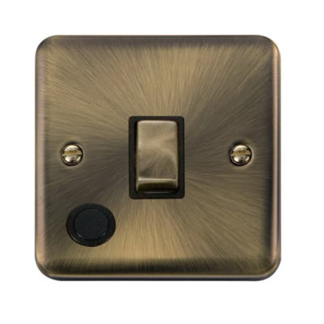 SE Home Curved Antique Brass 1 Gang 20A Ingot DP Switch With Flex Gold