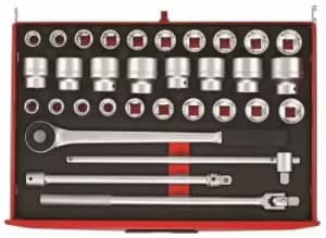 Teng Tools TTESK32 EVA 32 Piece 3/4" Drive Socket Set Metric/AF + Accessories
