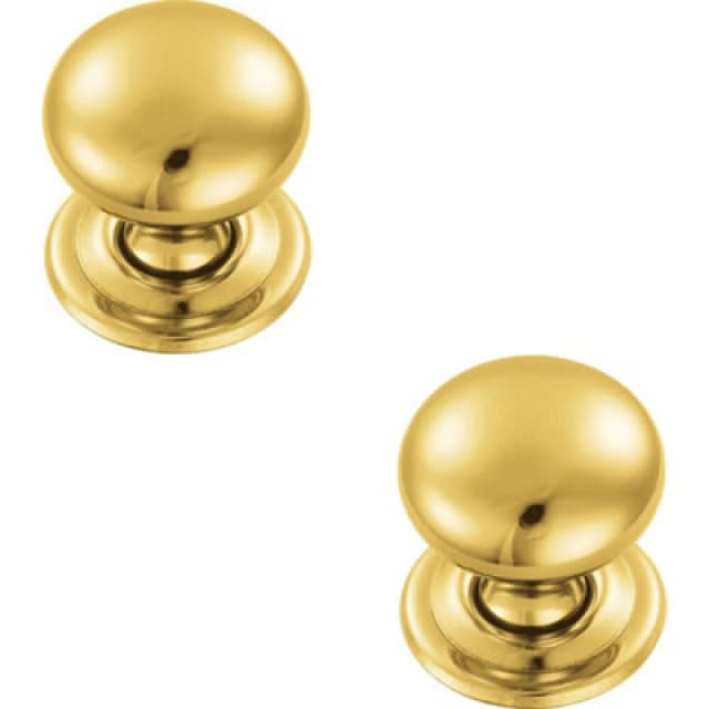 Loops 2x Round Victorian Cupboard Door Knob 32mm Dia Polished Brass Cabinet Handle Metallics unisex