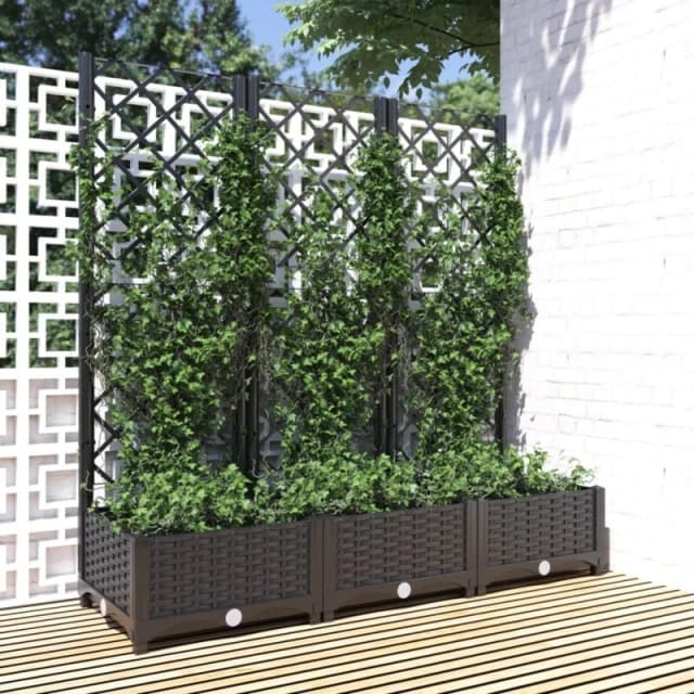 VIDAXL Vidaxl - Garden Planter with Trellis Black 120x40x121.5cm pp 8720286876206