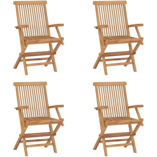 VIDAXL Folding Garden Chairs 4 pcs Solid Teak Wood Vidaxl 8720286818923