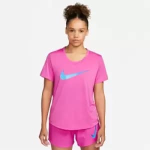 Nike One Dri-FIT Swoosh Womens Short-Sleeved Top - Pink