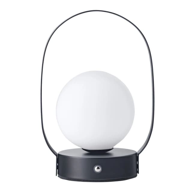 Happy Homewares Matt Black Rechargeable Touch Dimmable Lantern Table Lamp with Frosted Shade Black Unisex