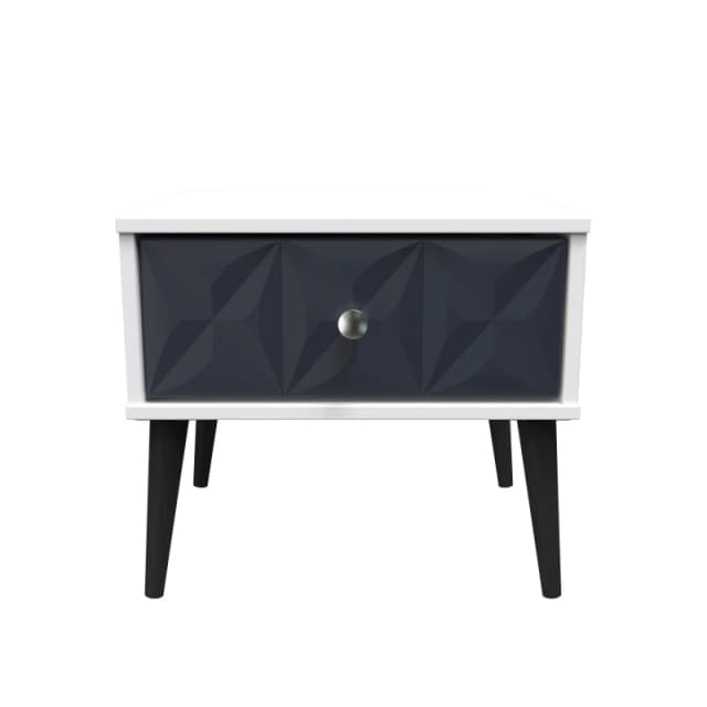 Toledo 1 Drawer Side Table In Indigo Matt & White (Ready Assembled)