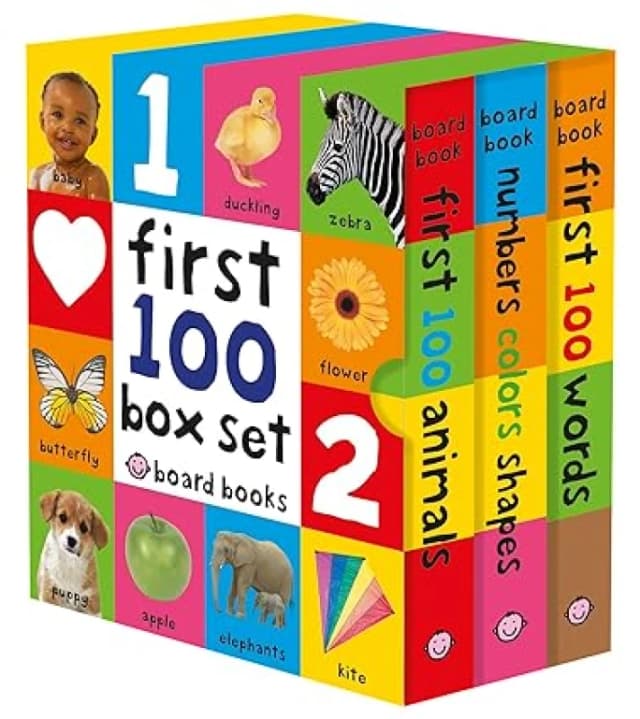 First 100 Board 3 Books Collection Box Set (First 100 Words, Numbers Colors Shapes, First 100 Animals ) Roger Priddy Books