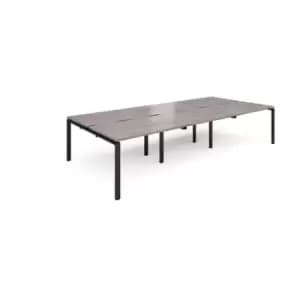 Adapt triple back to back desks 3600mm x 1600mm - Black frame and grey oak top