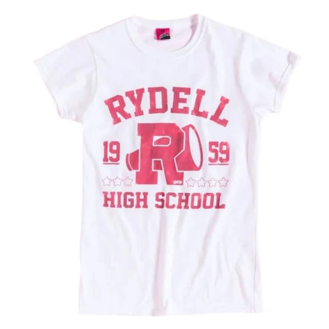 Grease Mens Rydell High School Fitted T-Shirt in White Size: Medium White Male M