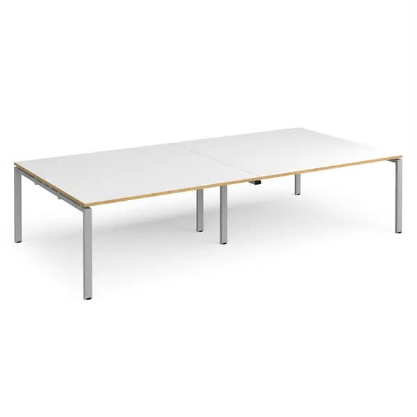 Adapt Rectangular Office Boardroom Table - White/Oak - White Frame - W3200mm