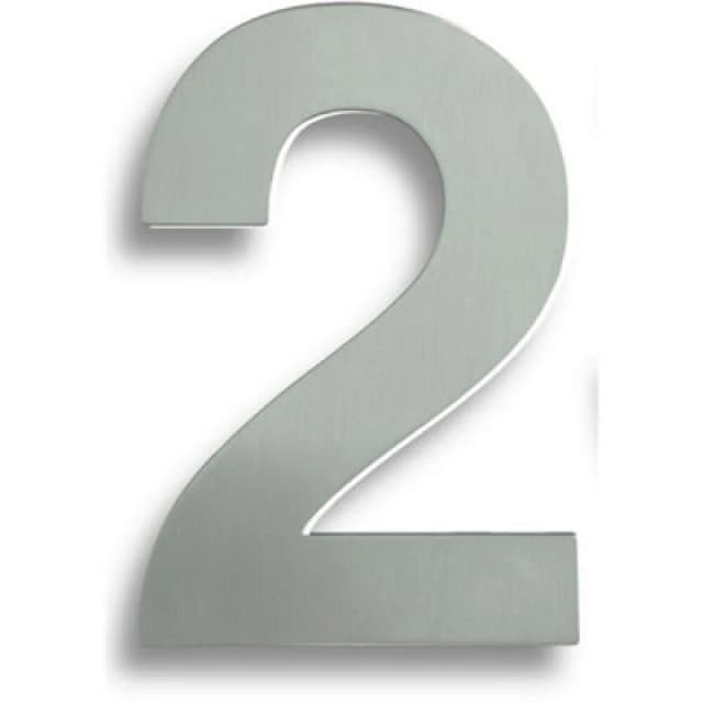 Loops 178mm Front Door Numerals '2' 150mm Fixing Centres Satin Stainless Steel Metallics