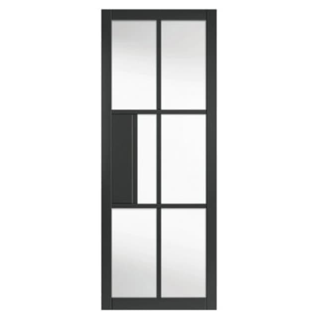 JB Kind Doors Urban Industrial Civic Black Clear Glass Internal Door