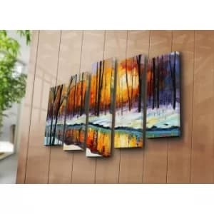 5PATK-100 Multicolor Decorative Canvas Painting (5 Pieces)