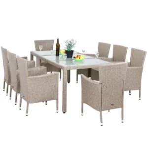 8 Seat Poly Rattan Garden Dining Set Bali Beige