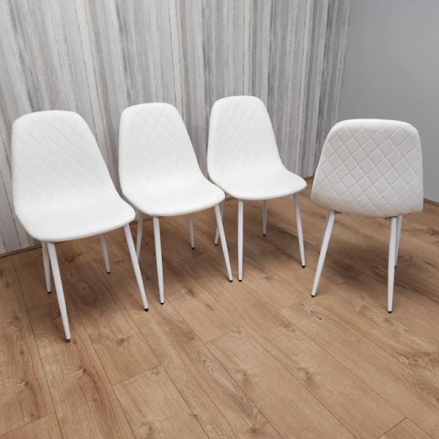 KOSY KOALA Dining Chairs Set Of 4 white Chairs Stitched Faux Leather Chairs, Soft Padded Seat Living Room Chairs, Kitchen Chairs White