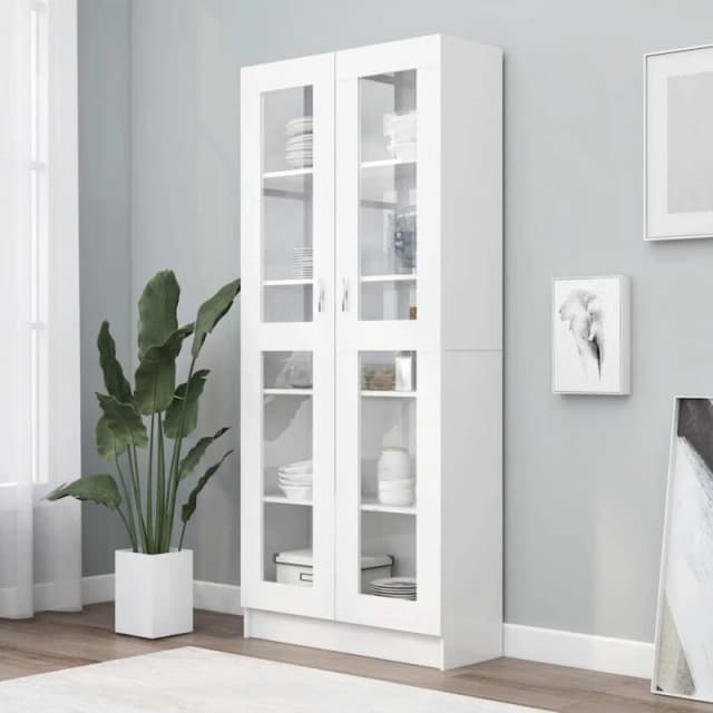 VIDAXL Vitrine Cabinet White 82.5x30.5x185.5cm Engineered Wood vidaXL 8720286134504